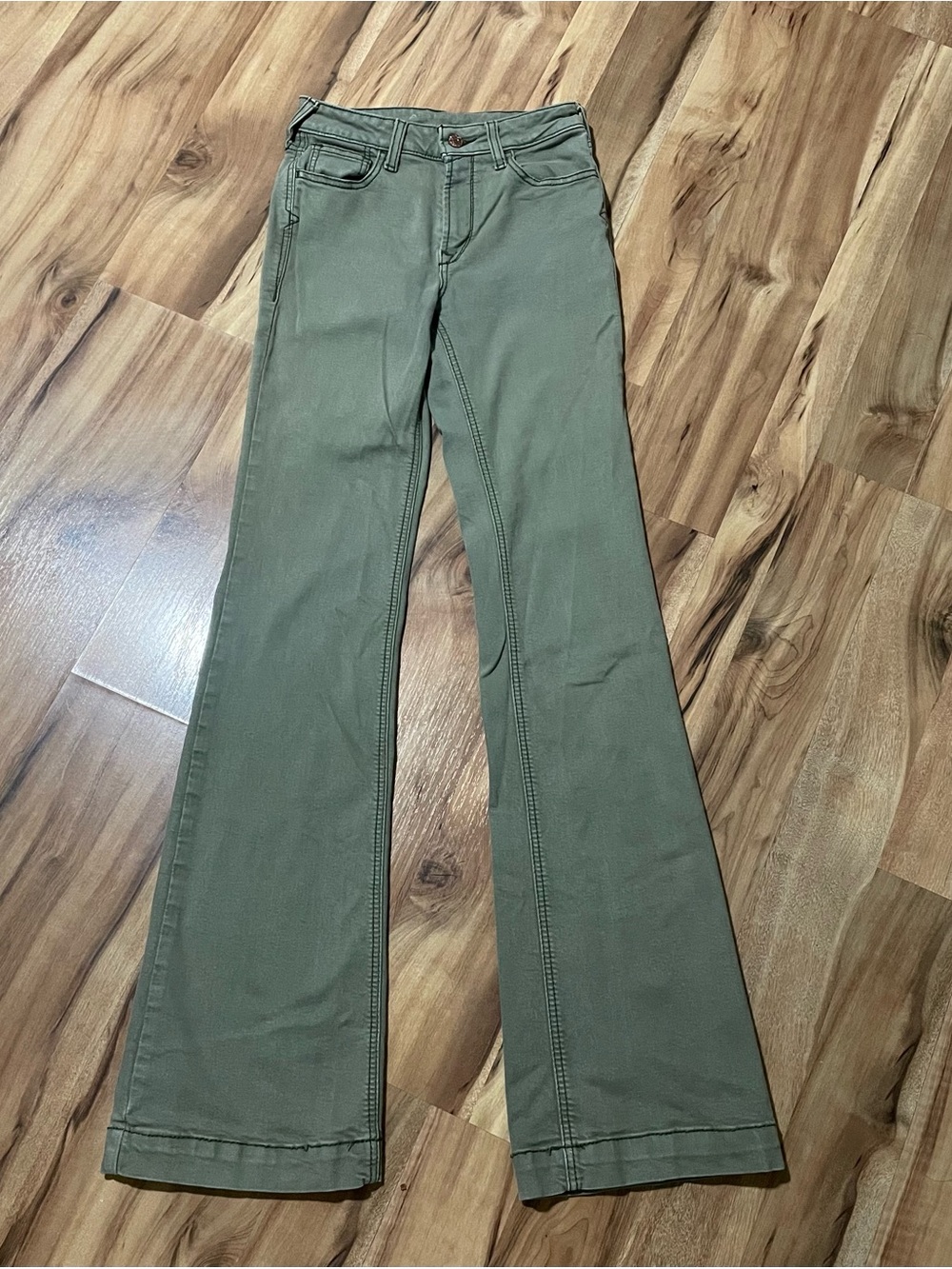Ariat Ella Wide Leg/Flare Trouser Jeans Military Green Slim Stretch Size 25L